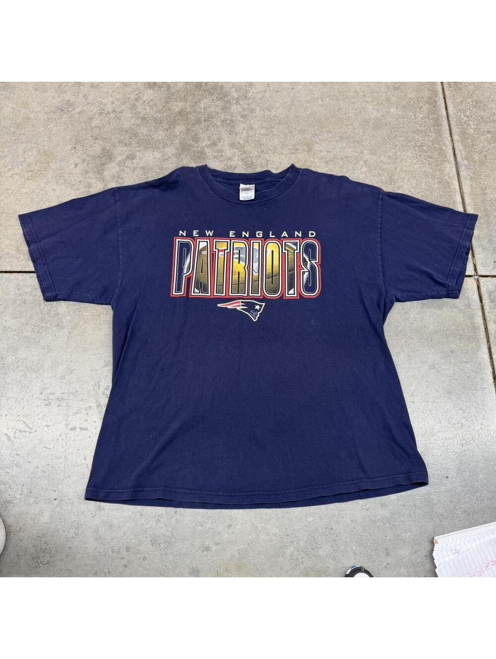 vintage new england patriots navy spell out shirt size xl